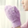 Women Winter Warm Cashmere Gloves Elastic Full Finger Mittens Soft Rabbit Fur Warm Plush Gloves Girls Knitted Riding Gloves