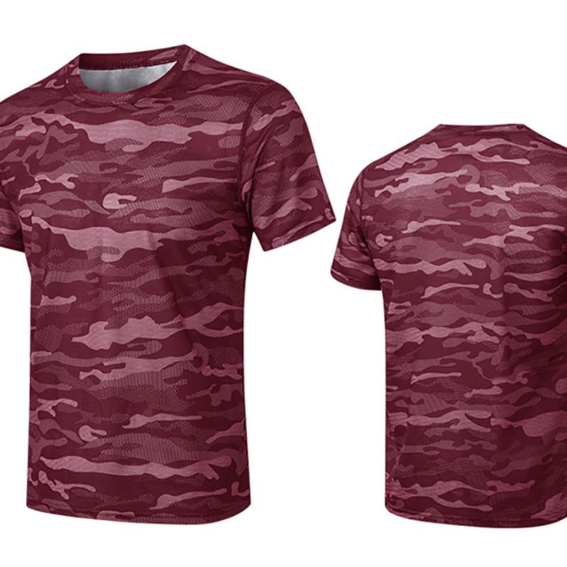 IELGY Quick-drying Camouflage Sports T-shirt Breathable Men Short Sleeve Loose Top Running