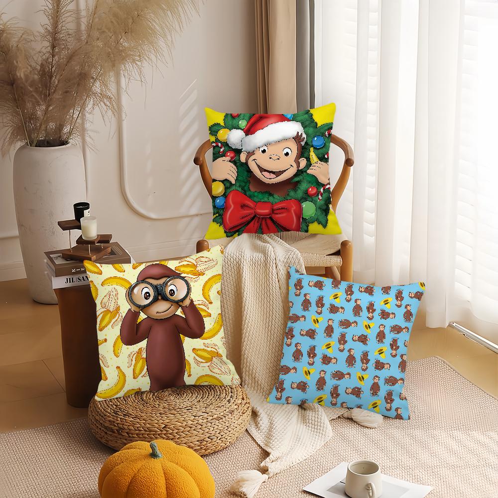 Cartoon C-Curious G-George Pillow Case Office Cushions Suitable For Sofa Car Bedroom Decorative Cushion Cover