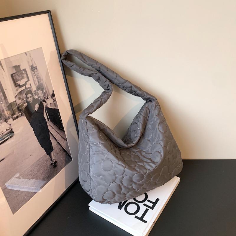 New trendy cotton clothes large capacity rhombus embroidery thread underarm tote bag women's bag autumn shoulder oblique span bag