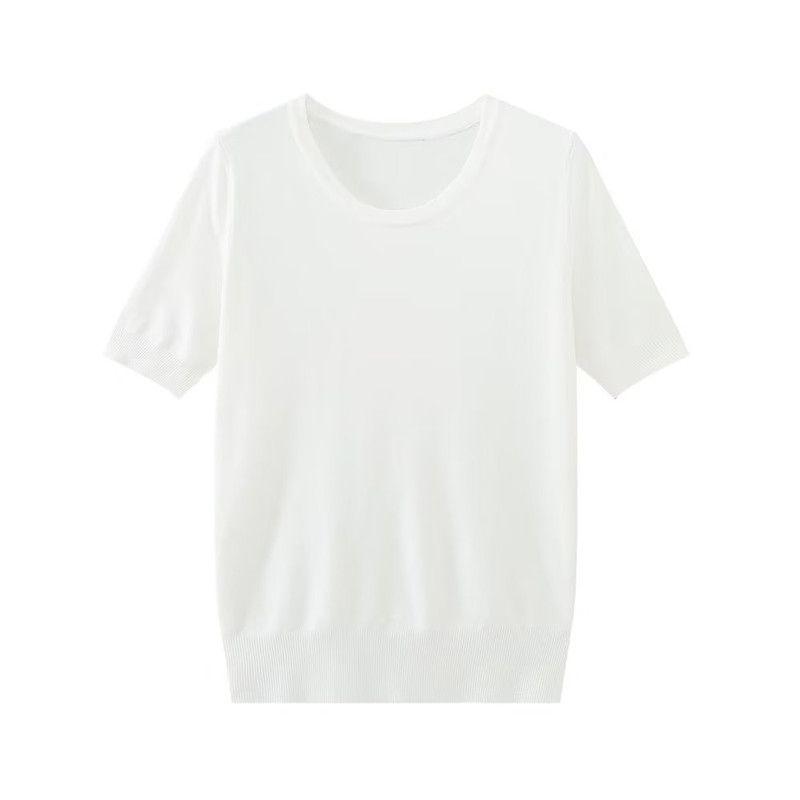 Fashion Style Summer New Arrival Women's Clothing All-Matching Round Neck Short Sleeve Basic Stripes Knitwear 8851017 105