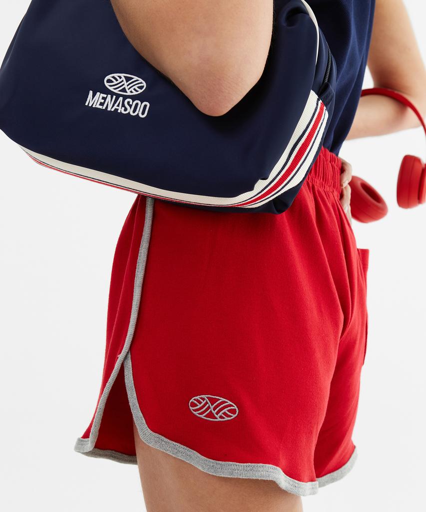 Minasu Color Combination Solid Line Short Pants_Red