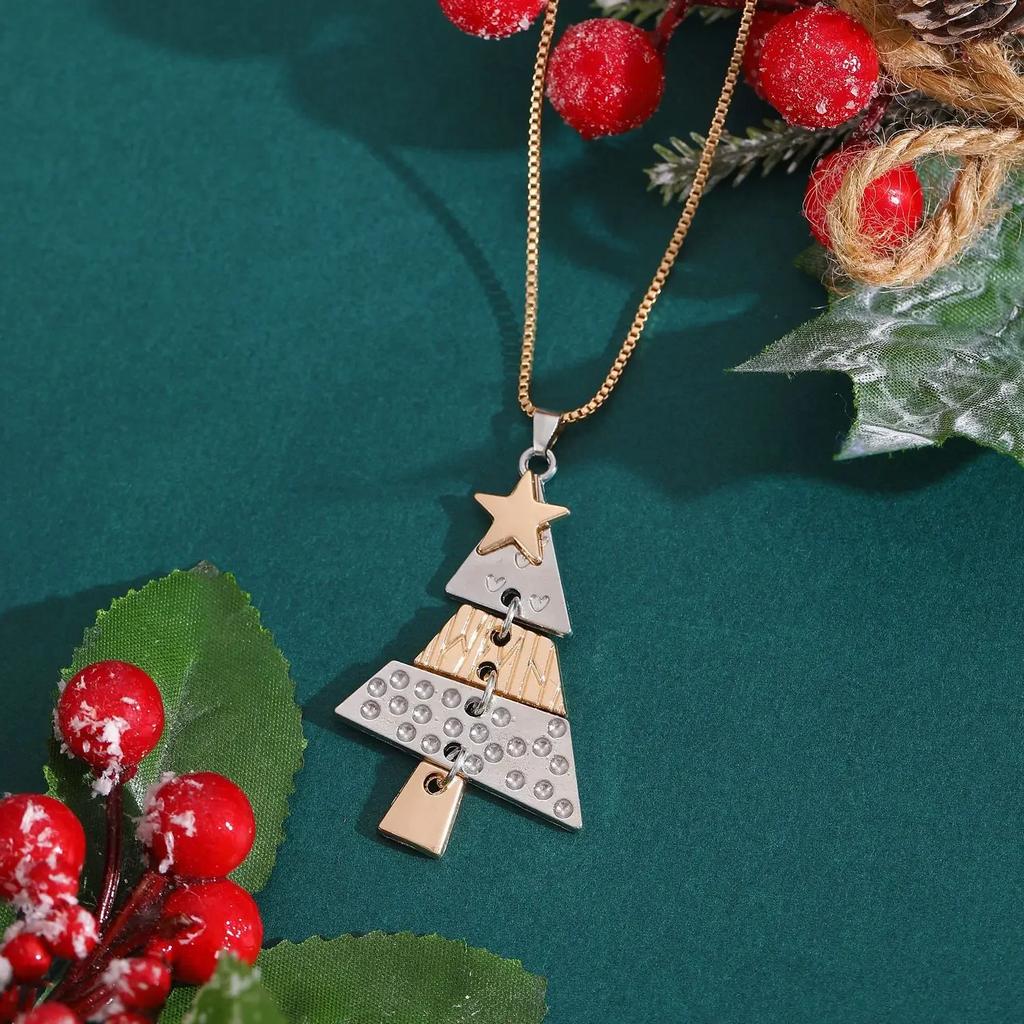 Fashion Christmas Tree Pendant Earrings for Women Trendy Party Carnival New Year Festival Gift Christmas Tree Pendant Necklace