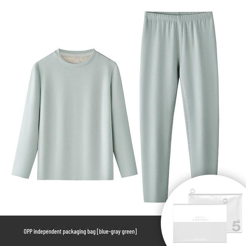 [Kaschmir enthalten] Meiyabi Seide Kinder Thermounterwäsche-Set mit Fleece - Herbst/Winter