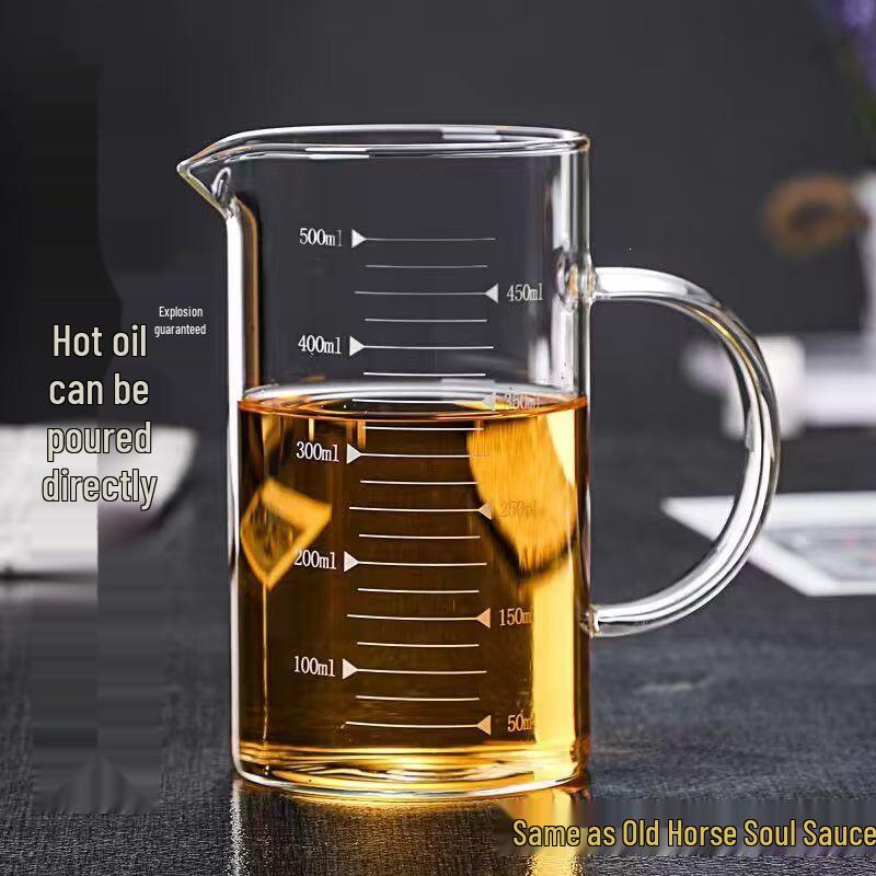 High-Temperature Resistant Glass Measuring Cup with Lid & Handle for Kitchen Baking