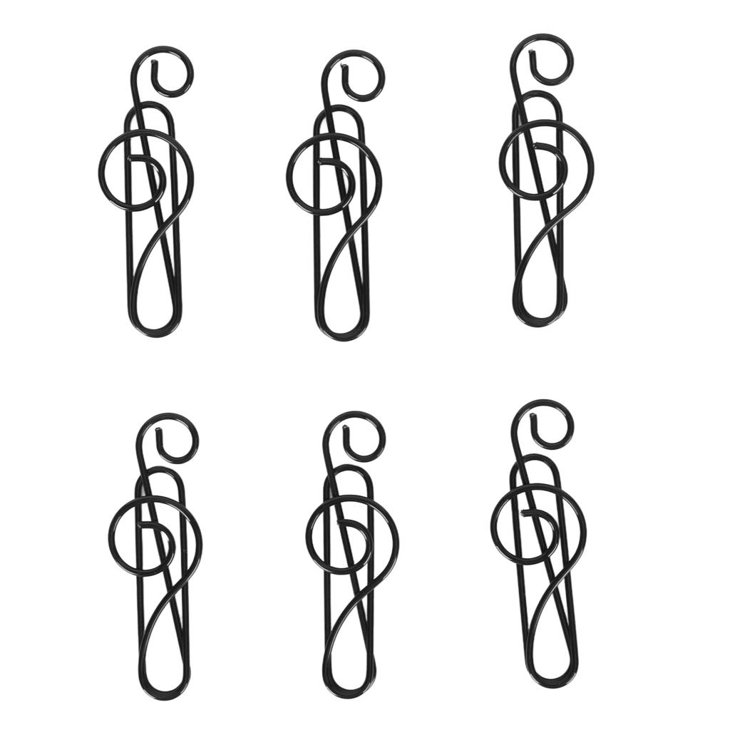 100 Pcs Note Paper Clip Black Creative Cute Music Wire Bookmark Paper Clamp Compact Portable for File Classification