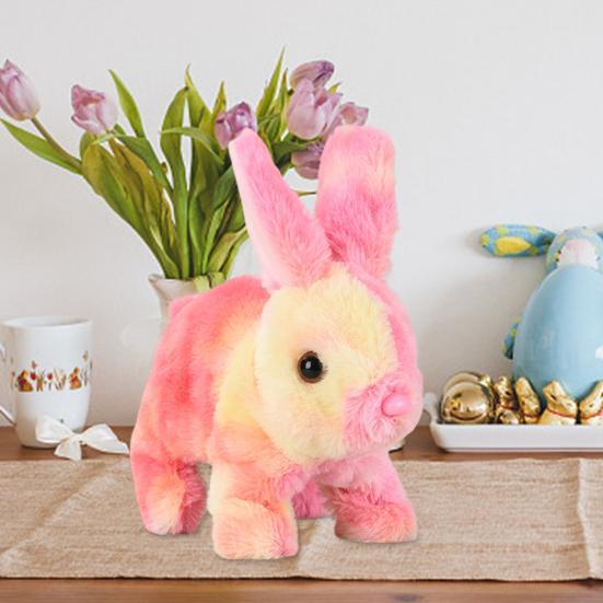 Electric Jumping Plush Rabbit Toy Hopping Ears Nose Moving Bunny Plushie Toddlers Boys Girls Interactive Simulation Stuffed Animal Toy with Sound