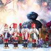 4PCS Christmas Nutcracker Figurines Set, Wooden Soldier Hanging Decorations for