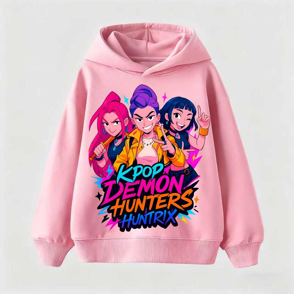 New Children's cotton sweatshirt Korean Wave Demon Hunter Print Fashion Casual 2025Movie Round Neck Cartoon Girl Casual Clothing