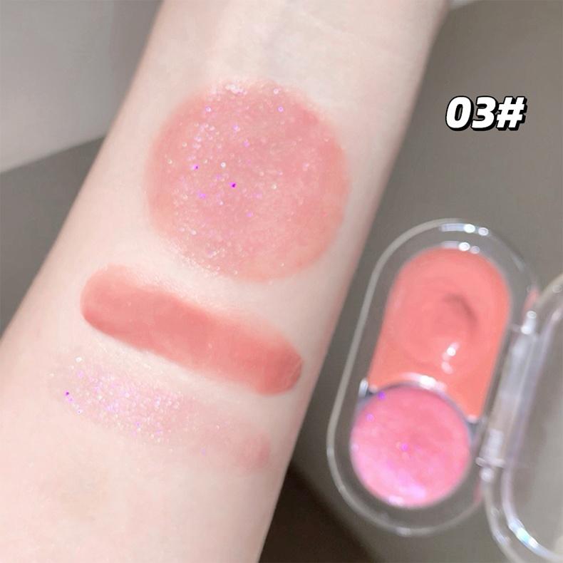 GEGE BEAR Glow-Blush Duo Stick 3.8g Cream-To-Pearl Dewy Flush & Highlighter 2-In-1 Portable Bear Case