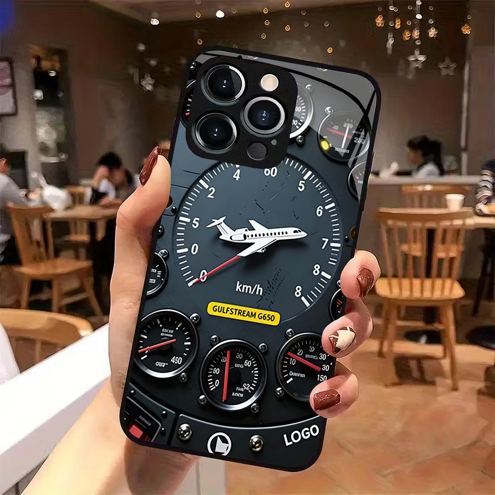 Fashion dashboard pattern tempered glass phone case suitable for iPhone 17 16 15 14 13 12 11 Pro Max Plus shockproof back cover