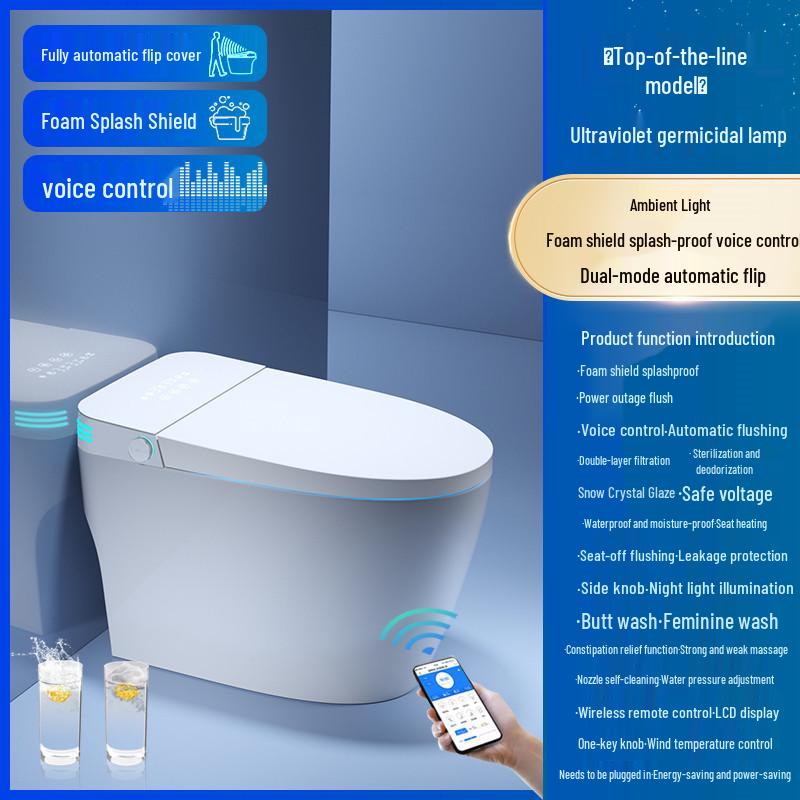 Genuine Smart Toilet with Automatic Flip Lid, Instant Heating, Voice Control, Siphon Technology, and No Water Pressure Limitations.