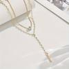 Fashion Retro Exquisite Y-shaped Tassel Glittering Zircon Pendant Multi-layer Necklace Charm Zircon Niche Simple Party Zircon