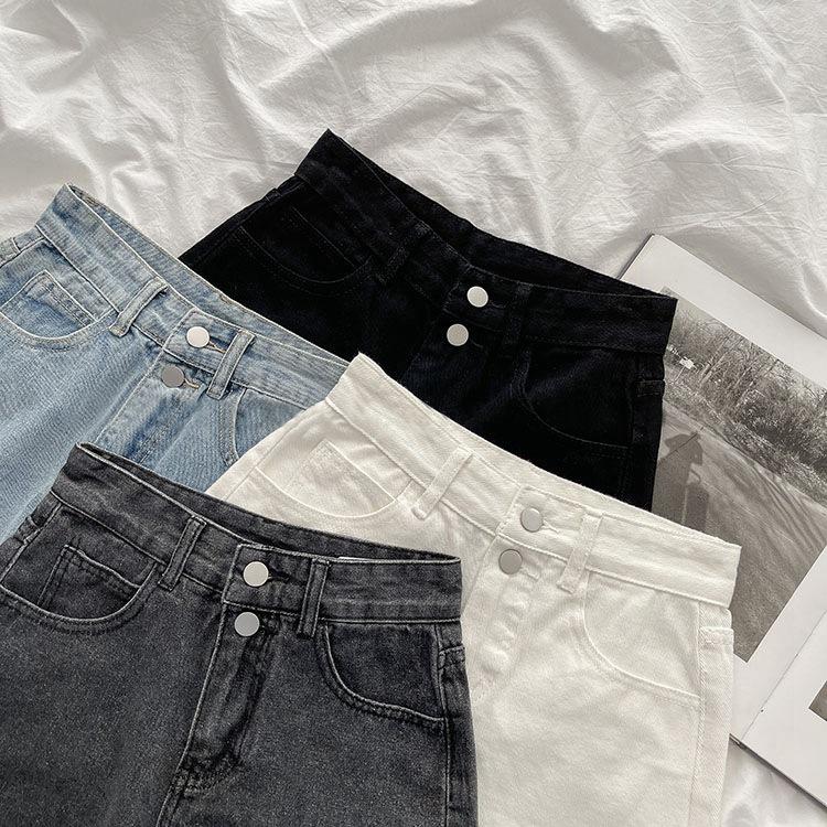 Klassische und minimalistische Mode Vielseitige High-Waist Destroyed Löcher Damen Sommer Locker Dünn Weitbeinige Son Denim Shorts Individualität Trendigkeit