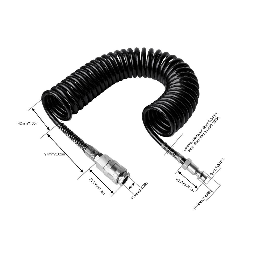 3 Meters Length Coiled Air Hose Coiled Flexible Coiled Air Hose Air Compressor Coil Hose Garage