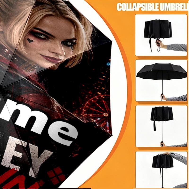Custom Name Personalized Superhero Print Umbrella, Auto Open Close, 8‑Rib Sturdy Frame, Commute Camping Hiking Use, Birthday Gift