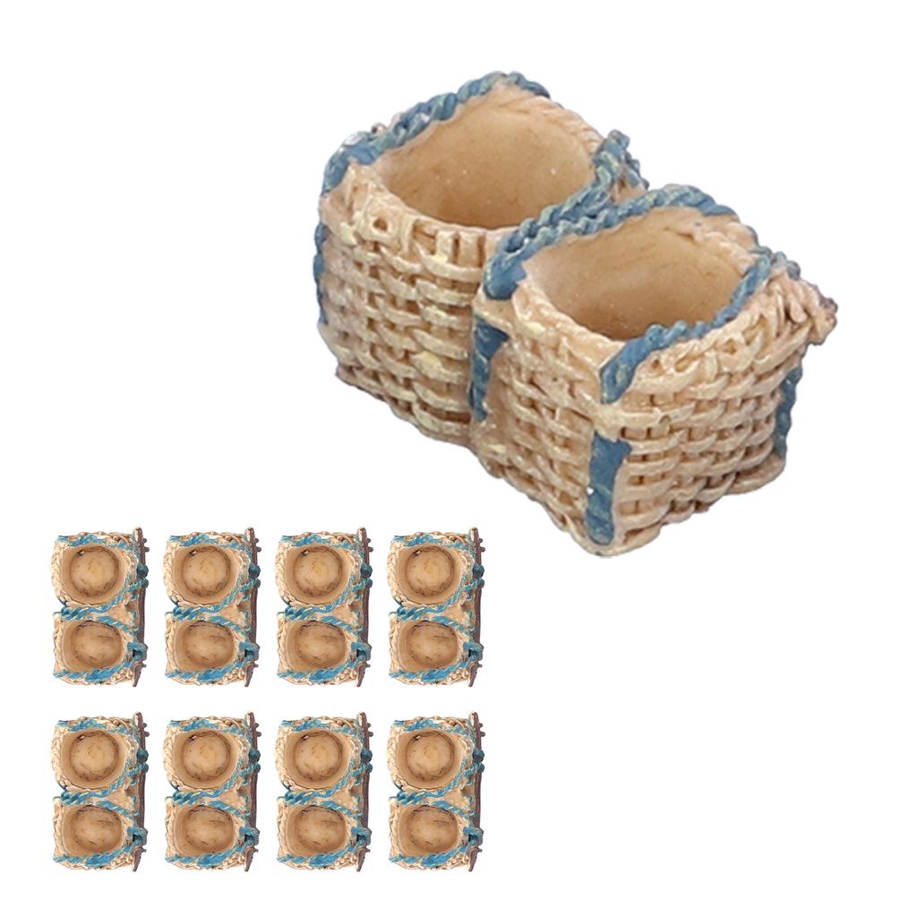10PCS Miniature Rattan Basket Ornaments Simulation Basket Micro Landscape Bonsai Decoration