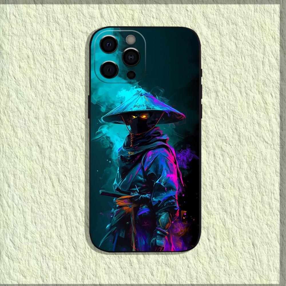 Japanese Bushido Samurai Phone Case For iPhone 16,15,14,13,12,11,Pro,X,XS,Max,XR,Plus,Mini Soft Black Cover