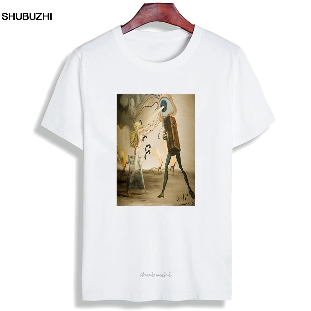 Skipoem Funny T shirt  Salvador Dali Surreal Art Cotton O Neck Tshirt Plus Size Short Sleeve Brand  TShirt Tops