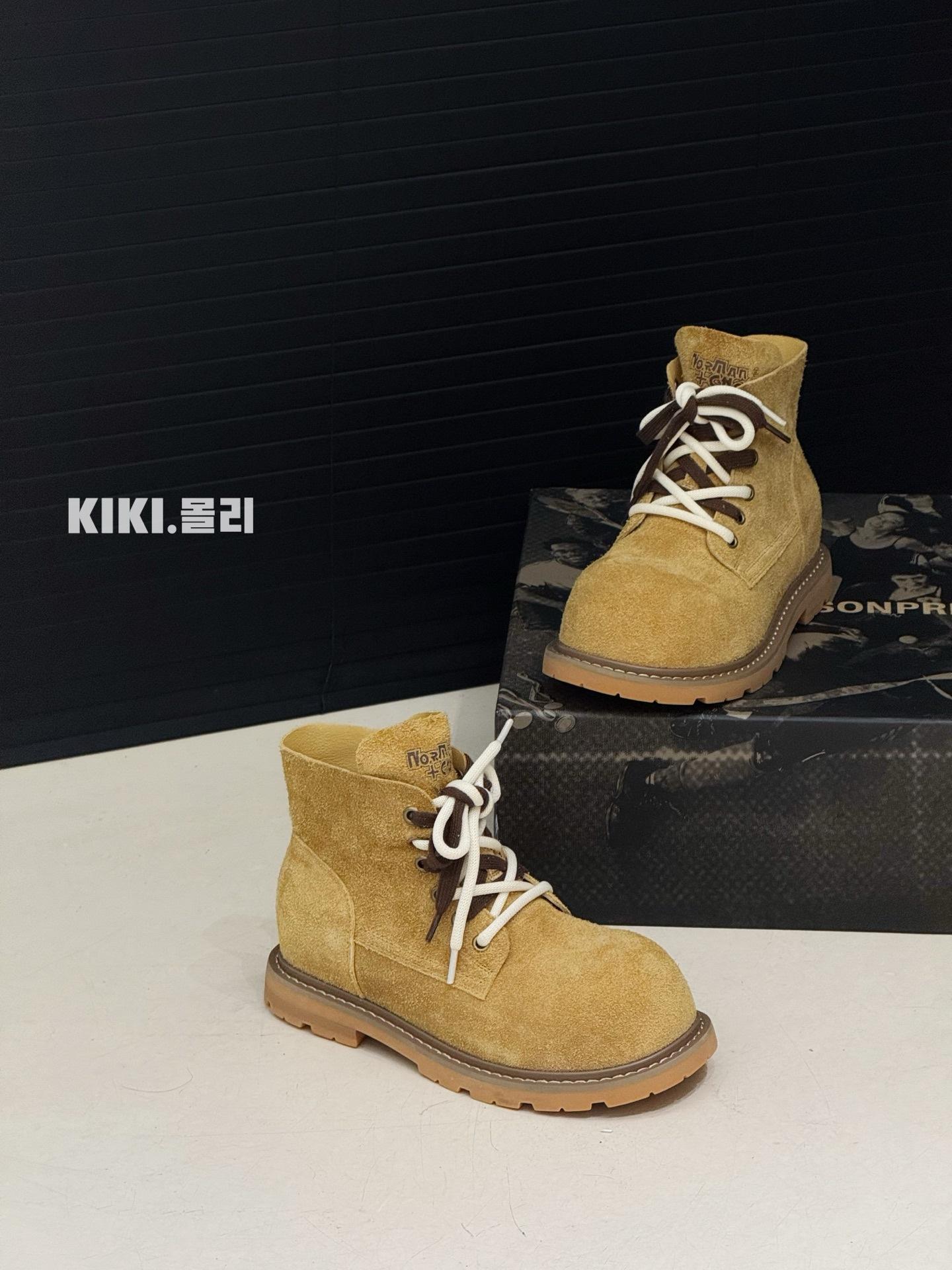 

Retro trend cowhide version casual thick bottom women s early autumn new eye-catching breathable versatile locomotive Martin 35 верблюд