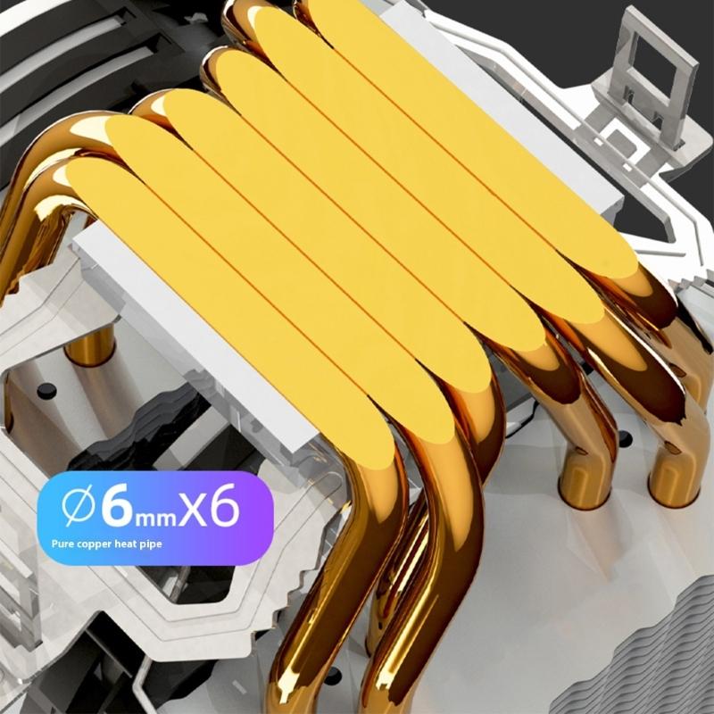6 Heat Pipe ARGB CPU Air Cooling Fan PWM ARGB Cooling Fan For LGA PC Case Computer Hardware Thermal Management