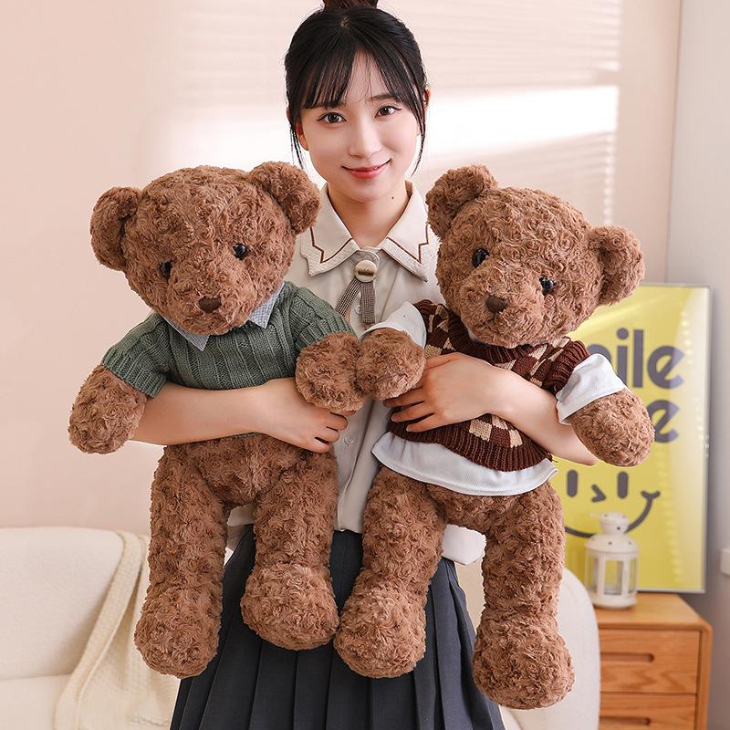 Lovely Giant 90cm Teddy Bear Plush Toys with Clothes Dress Couple Teddy Bear Doll for Lover Girls Elegant Birthday Present