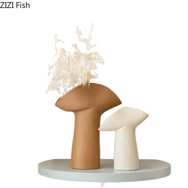Creative Shapes Ceramic Vase Table Decoration Artwork Porcelain Floral Vases Artificial Flowers Decorative Flower Arrangement