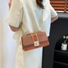 Top-Handle Bag Simple Women'S Chain Shoulder Bag Small Square Handbag Exquisite Pu Leather Canvas Patchwork Bag For Workplace