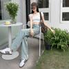 Women Wide Leg Jeans High Waisted Contrasting Straight Leg Pant Autumn Lady Loose Pants Streetwear