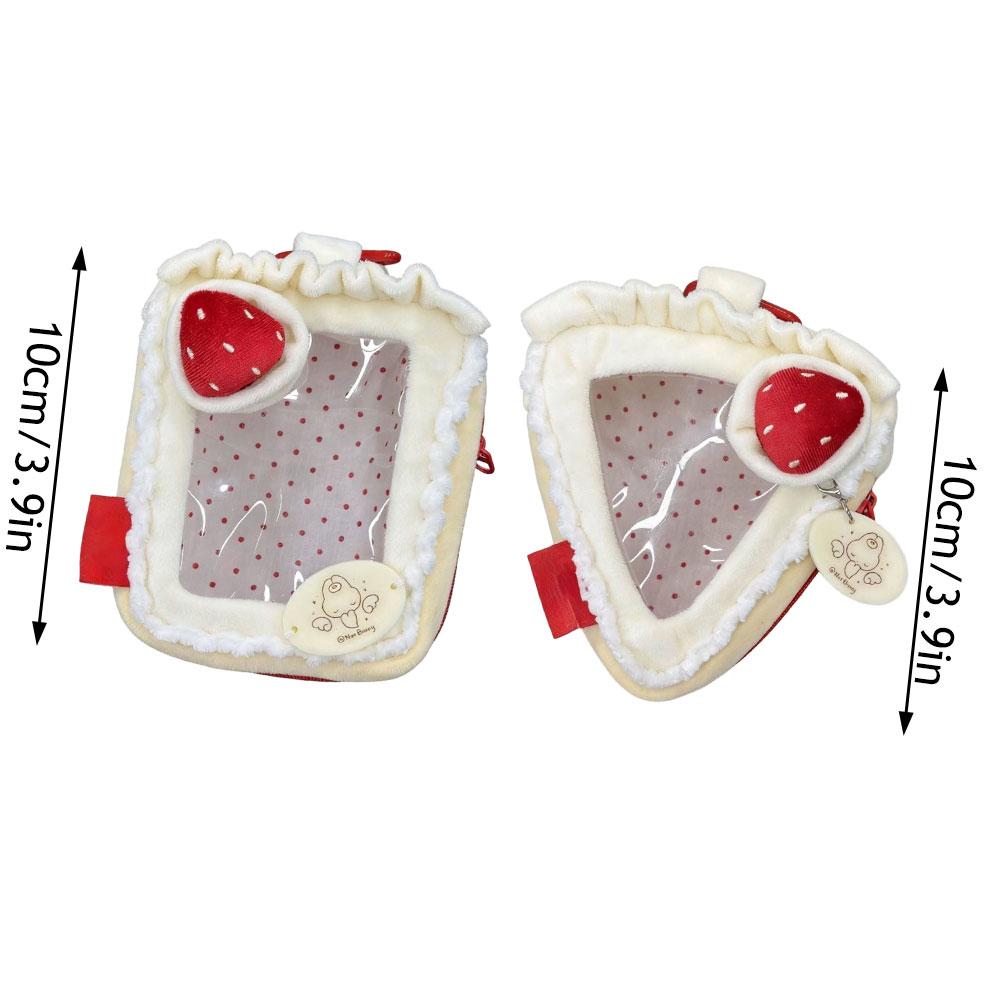 Kawaii Triangle Cake Shaped Doll Ita Bag Cute Plush Transparent Window Mini Crossbody Bag For 10cm Doll Display Storage Bag