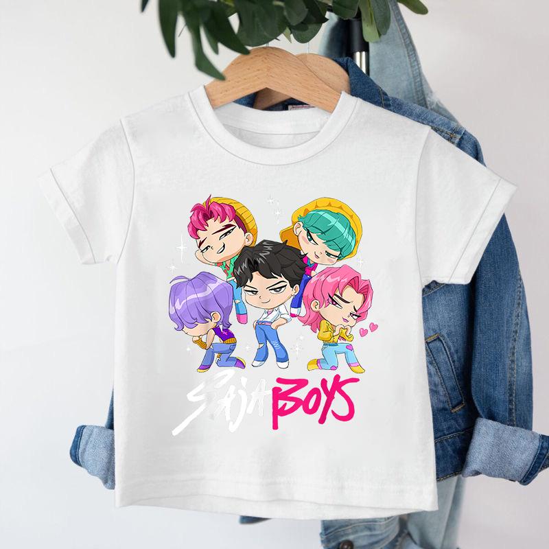 Neu 2026 KPop Dämonenjäger Saja Boys Cartoon Jungen T-Shirt Rundhals Print Mode Lässiges Top Kinder T-Shirt Kinderkleidung