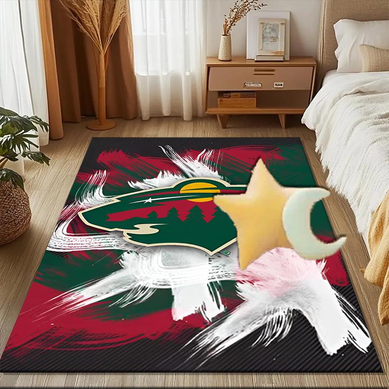 Minnesota Hockey Team Floor Mat for Living Room, Game Rooms, Office, Bedroom, Office Floor Mat Playful Design, Christmas Fan Gifts