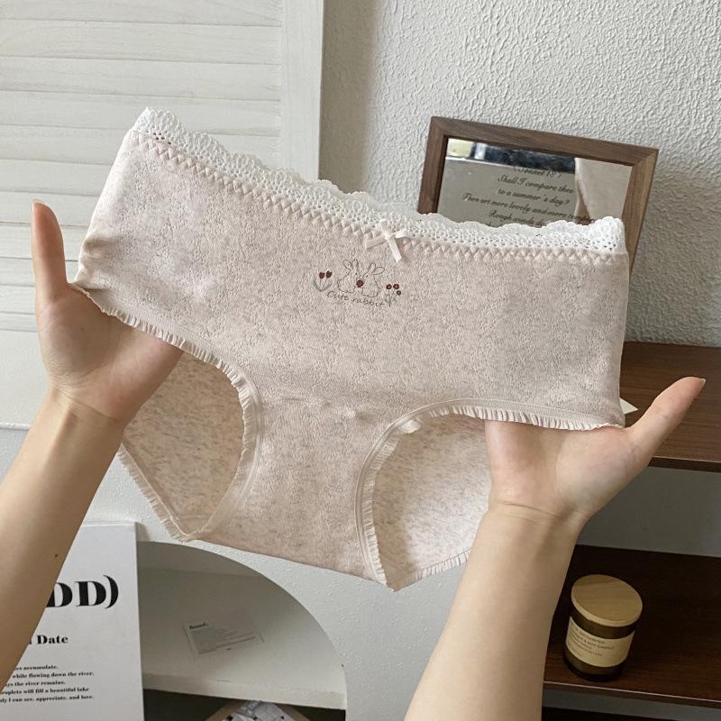 Japanese Cute Story Kids' Cotton Underwear for Girls, Antibacterial, Extended Crotch, Mid-Waist Briefs