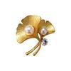 Ginkgo Leaf Brooch, Imitation Pearl High-End Exquisite Badge, Business Lapel Pin Brooch Button for Men and Women Suit Accessory