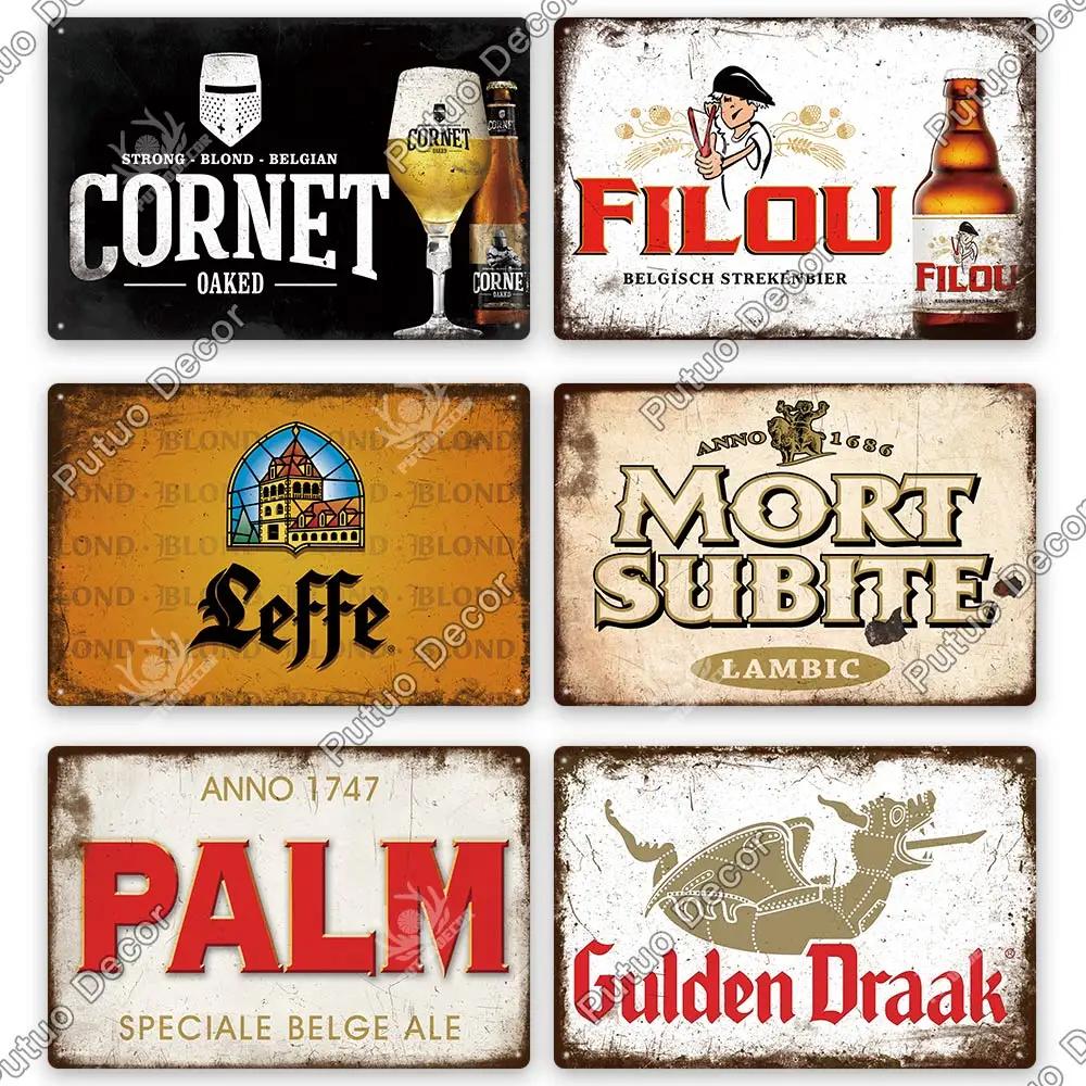 Putuo Decor Belgium Beer Plaque Metal Vintage Tin Sign Metal Sign Decorative Plaque Wall Decor Pub Bar Man Cave Club Decoration