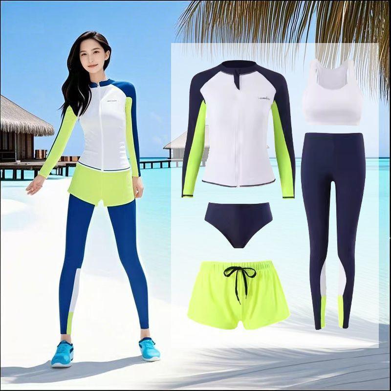 Diving Wetsuit Set Women Quick Dry Long Sleeve Rash Guard Pants 5 Piece Swimwear Snorkeling Surfing Water Sports