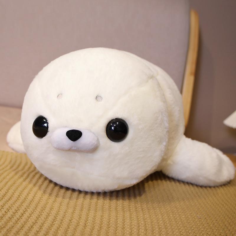 50-60cm Simulace Bílá Tuleň Plyšové Hračky Měkký Ležící Lachtan Zvířecí Polštář Kawaii Lachtan Vyplněná Panenka Módní Dárky k Narozeninám