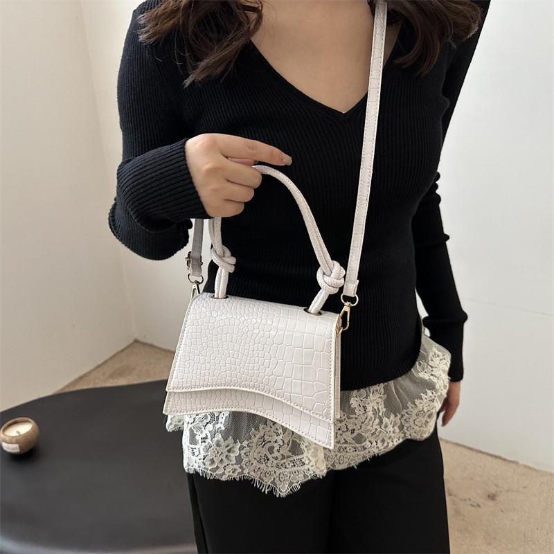 Stylish Korean Version Mini Square Bag For Women With Chic Crocodile Texture Design