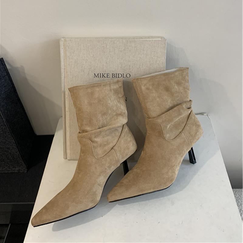 Bailamos Winter New Brand Women Ankle Boots Fashion Pointed Toe Ladies Elegant Chelsea Boots Shoes  Thin High Heel Dress Pumps