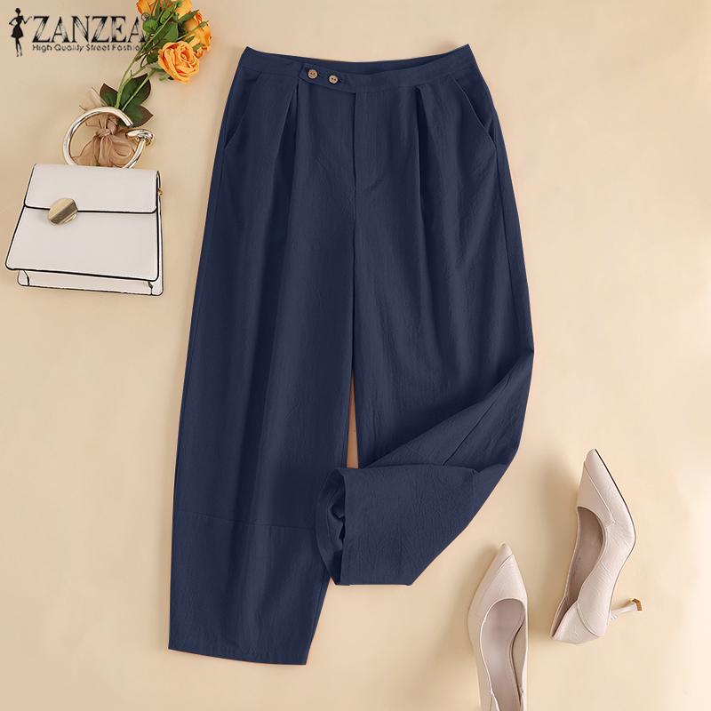 

ZANZEA Летние свободные повседневные хлопковые брюки Женская одежда