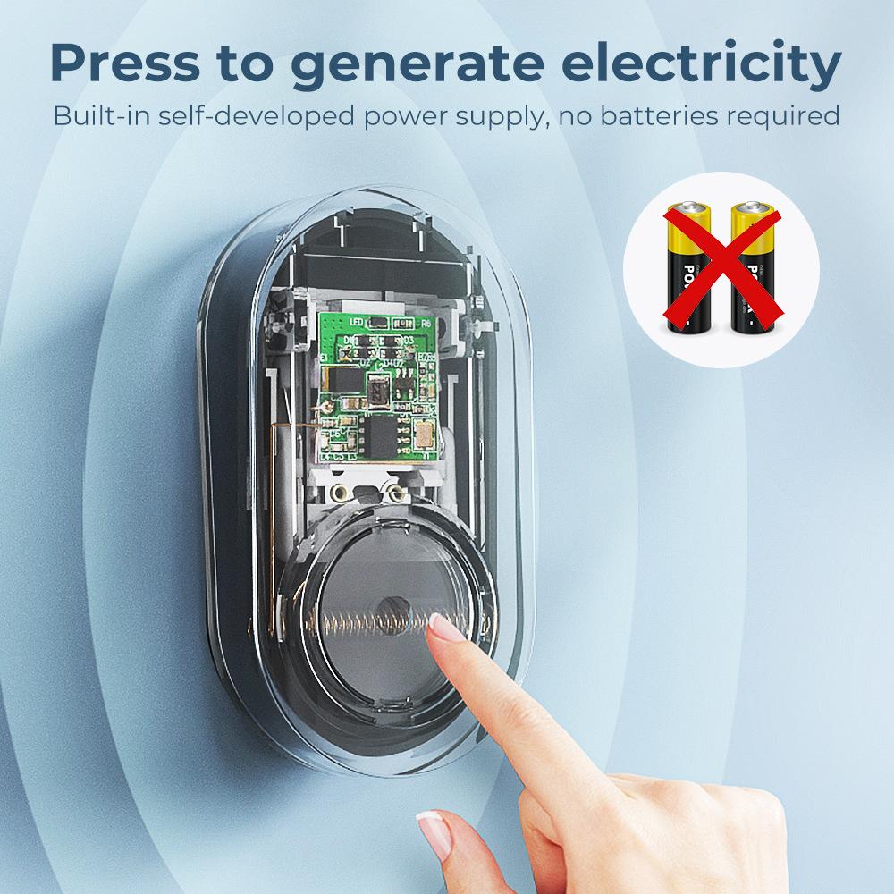 Home Wireless Self-generating Doorbell DC Digital Doorbell Button: No Batteries Required