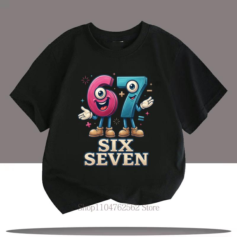 

Teenager Six Seven Cartoon Graphic Print Children Gurls Boys Casual Fashion Colorful Tops Kids ONeck Short Sleeve Tshirts 4XL