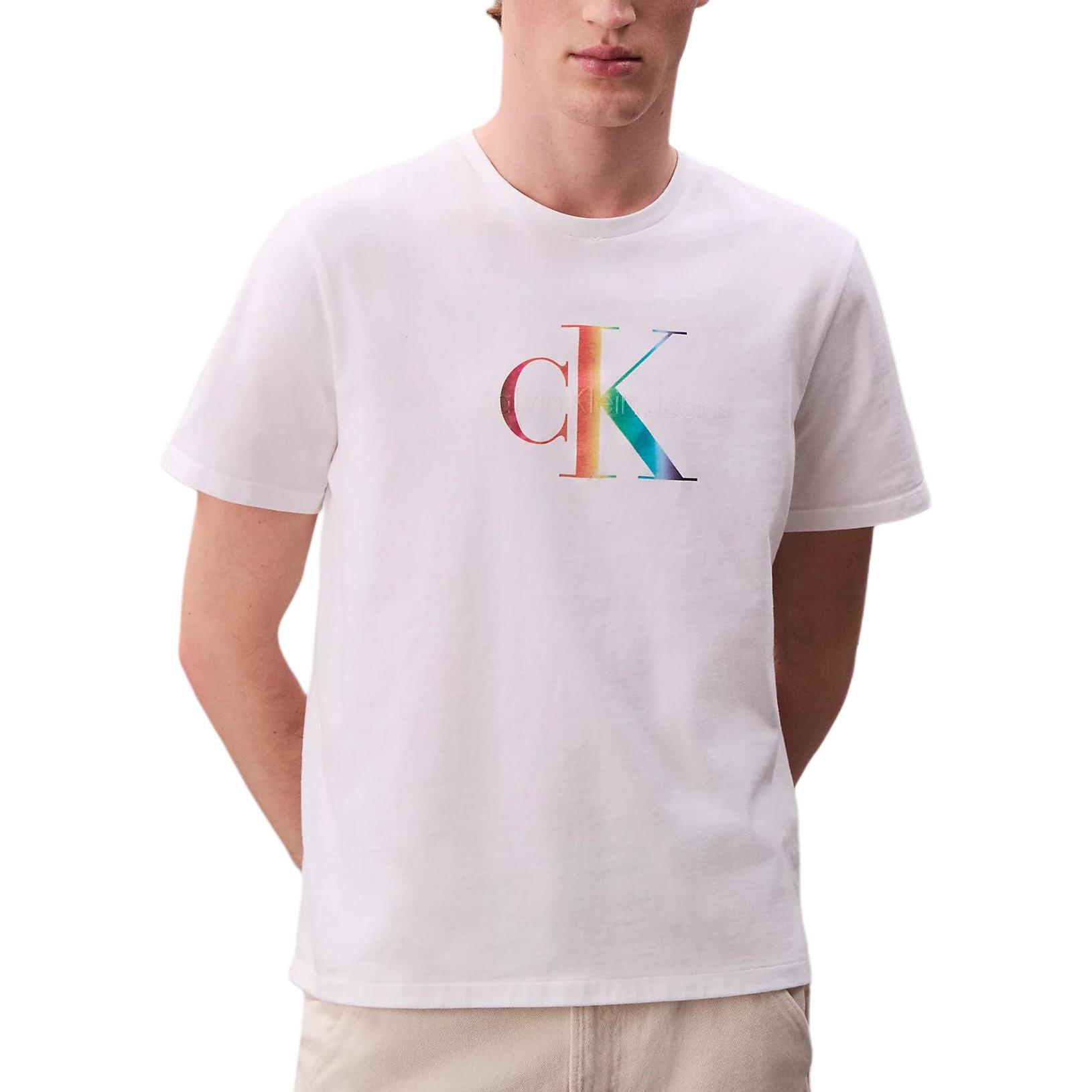 

Calvin Klein Pride Series Soft Loose Rainbow Letter Logo Crew Neck Short Sleeve T-Shirt Men Tops LV04RC800G-YAA M
