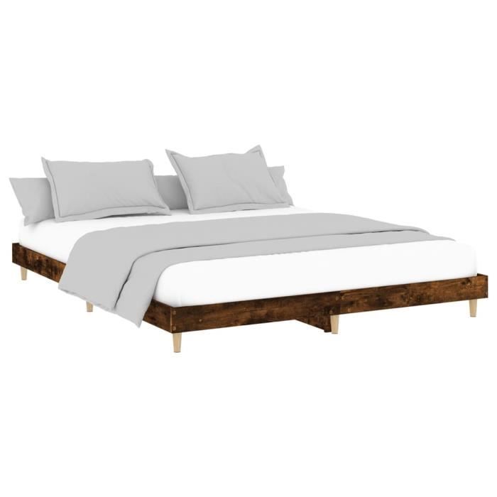 VidaXL Bed Frames Smoked Oak 140x200 Cm Engineered Wood 832042