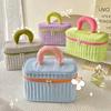 Portable Makeup Organizer - Contrast Color Square Triangle Cosmetic Bag for Travel Toiletry Storage Bag Organizer