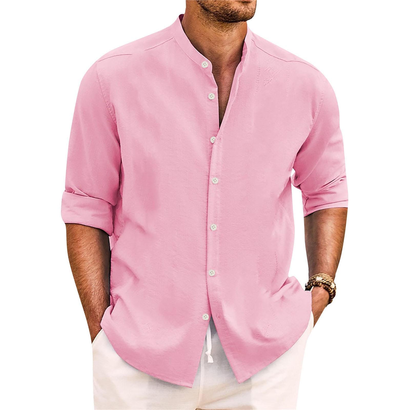 

Мужская летняя новая свободная рубашка с длинным рукавом с принтом, кардиган, пляжная рубашка XXXXXL розовый