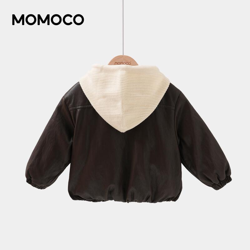 MOMOCO Boys' Fleece-Lined Hooded PU Leather Jacket