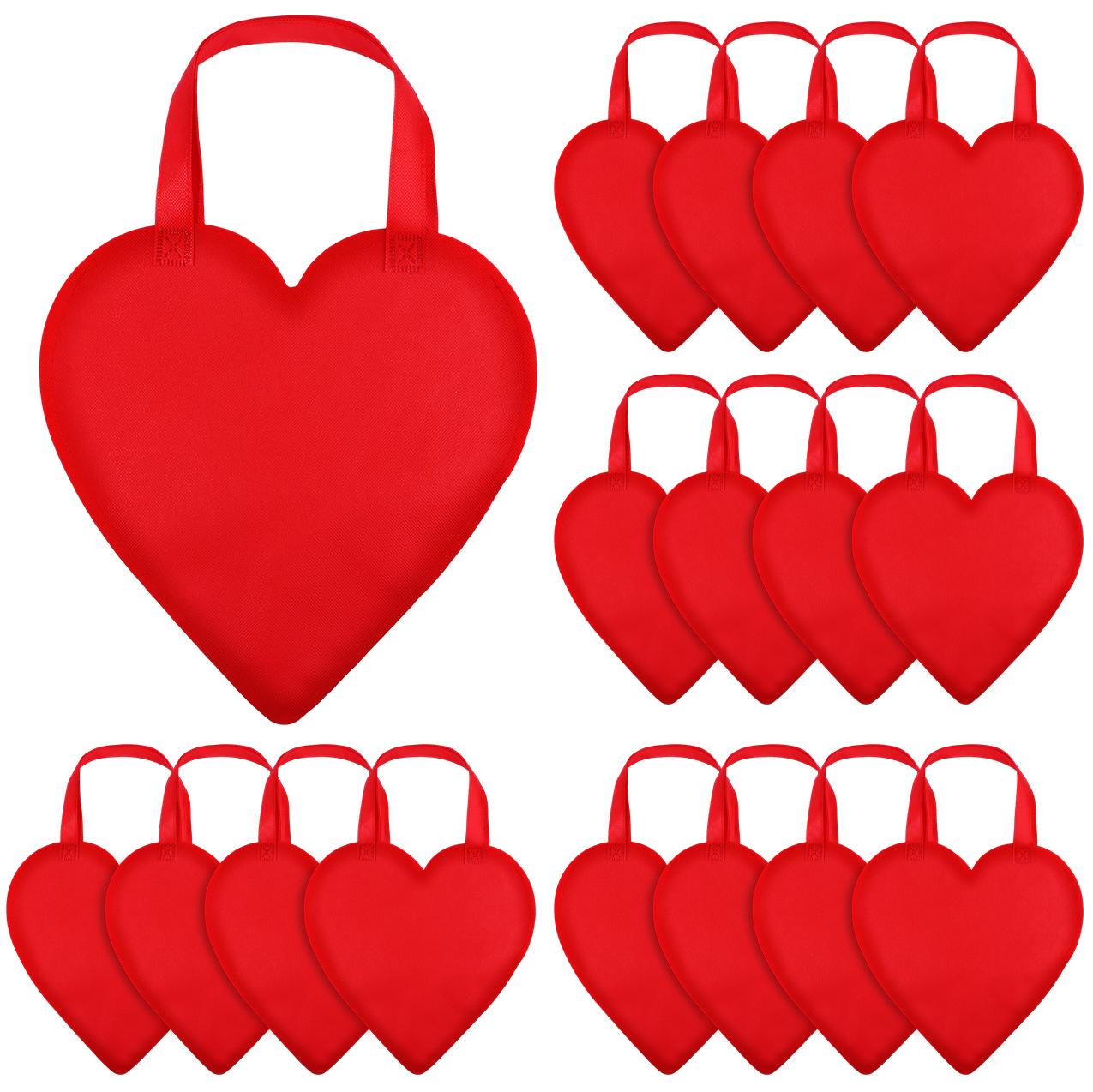 

16 Pcs Valentine S Day Heart Shaped Bags Red Gift Bags With Handle Non-Woven Red Shoulder Bag Tote Bags Bulk For Valentine S Day красный