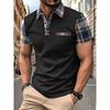 Stylish Plaid Short Sleeve Polo Shirt, Ideal for Daily Casual Outfits.