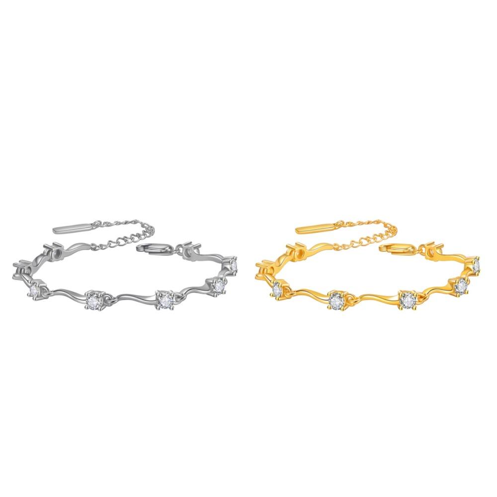 2pcs Thin Couple Bracelets Rhinestone Light Luxury Bracelet Trendy Crystal Wave Bracelet  Friends